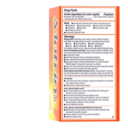 Motrin IB Pain Reliever Caplets, 200 mg. Ibuprofen, 300 ct.