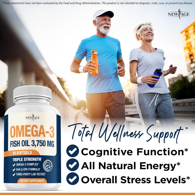 Triple Strength Omega 3 Fish Oil 3600mg - EPA & DHA - 120 Count