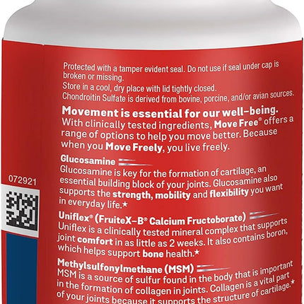 Move Free Advanced Glucosamine Chondroitin MSM Joint Support Supplement - 120 Tablets