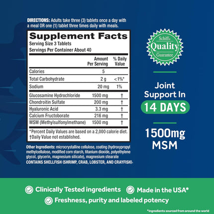 Move Free Advanced Glucosamine Chondroitin MSM Joint Support Supplement - 120 Tablets