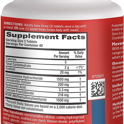 Move Free Advanced Glucosamine Chondroitin MSM Joint Support Supplement - 120 Tablets