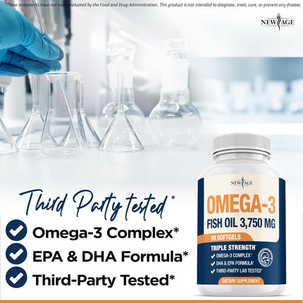 Triple Strength Omega 3 Fish Oil 3600mg - EPA & DHA - 120 Count
