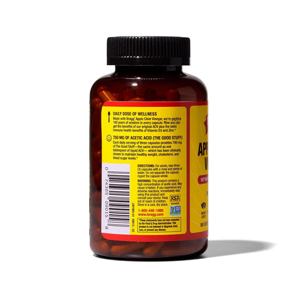 Bragg Apple Cider Vinegar Supplement Capsules, 180 ct.