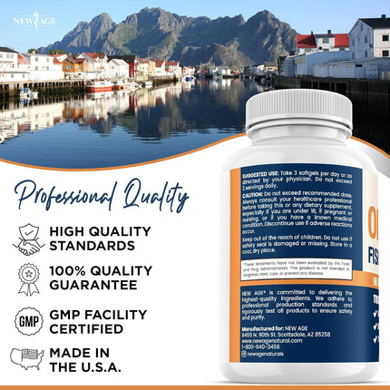 Triple Strength Omega 3 Fish Oil 3600mg - EPA & DHA - 120 Count