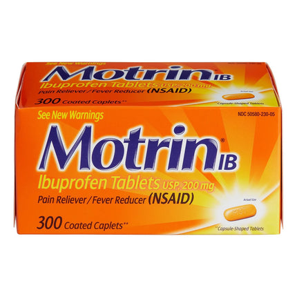 Motrin IB Pain Reliever Caplets, 200 mg. Ibuprofen, 300 ct.
